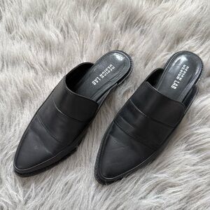 Design Lab Lord & Taylor Black Leather Pointed Toe Mules